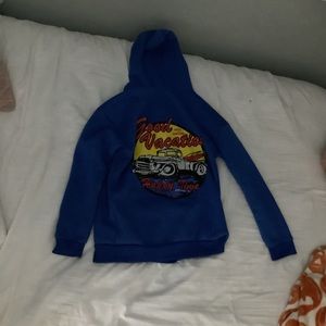 Blue graphic zip up hoodie